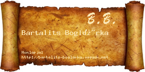 Bartalits Boglárka névjegykártya